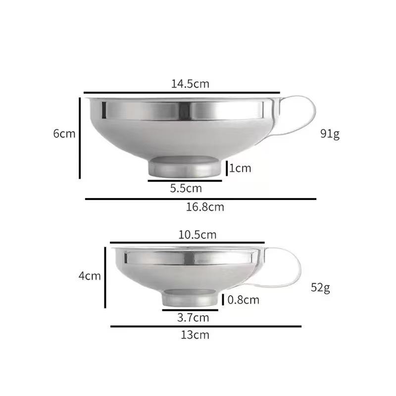Stainless Steel Wide Mouth Funnel - Easy to Clean Oil, Wine, Salad Dressing, Jam Funnel