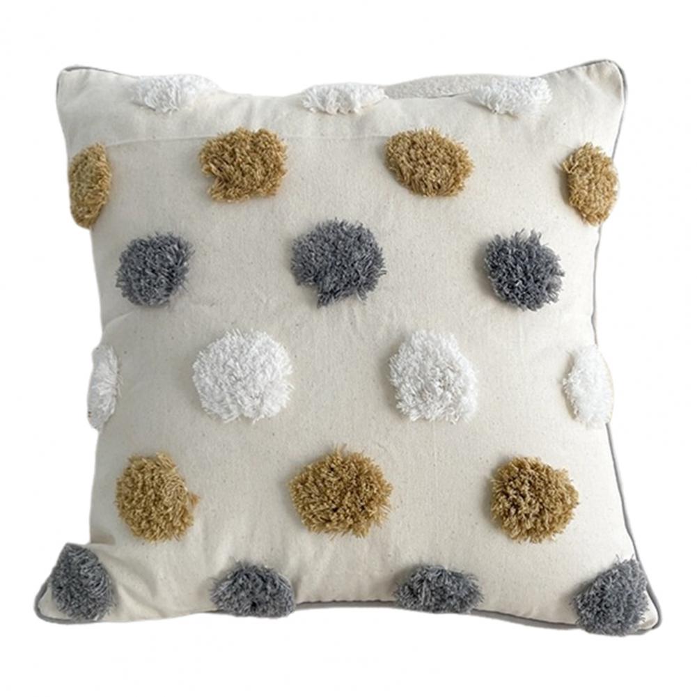 Unique Boho Throw Pillow with Braided Rope Pattern Handmade Tassels Cushion Soft Cotton Linen Textured Cushion for Sofa Bed