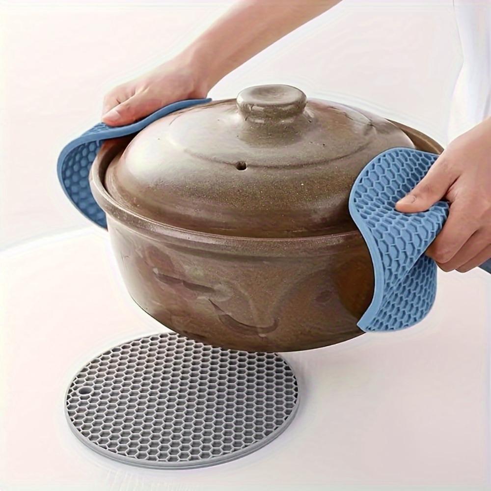 4 Pieces Silicone Honeycomb Placemats - Heat Resistant, Non-Slip, Solid Color Table Mats For Kitchen, Dining And Cooking
