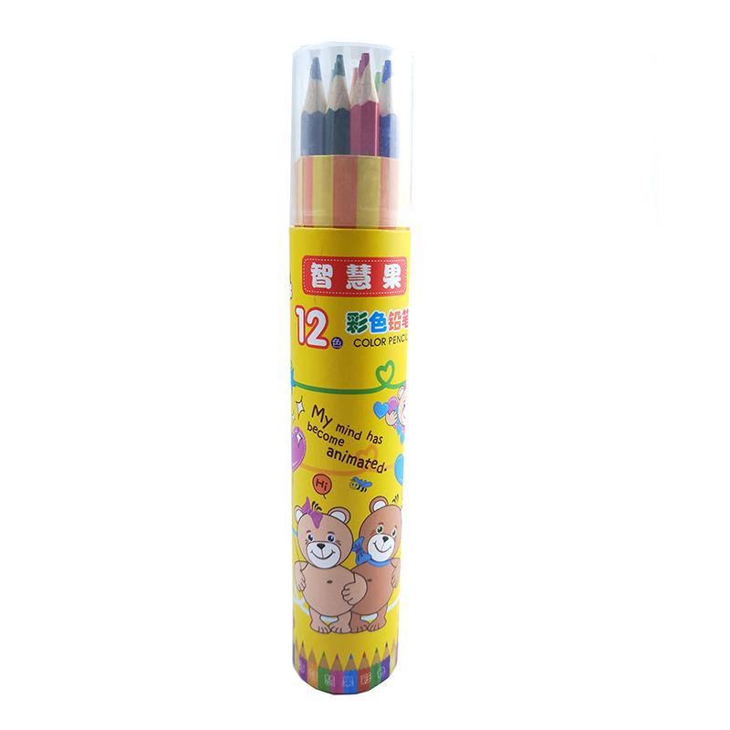 Cartoon Barreled Color Pencil Children's Drawing Pencil Suit Without Cutting Color