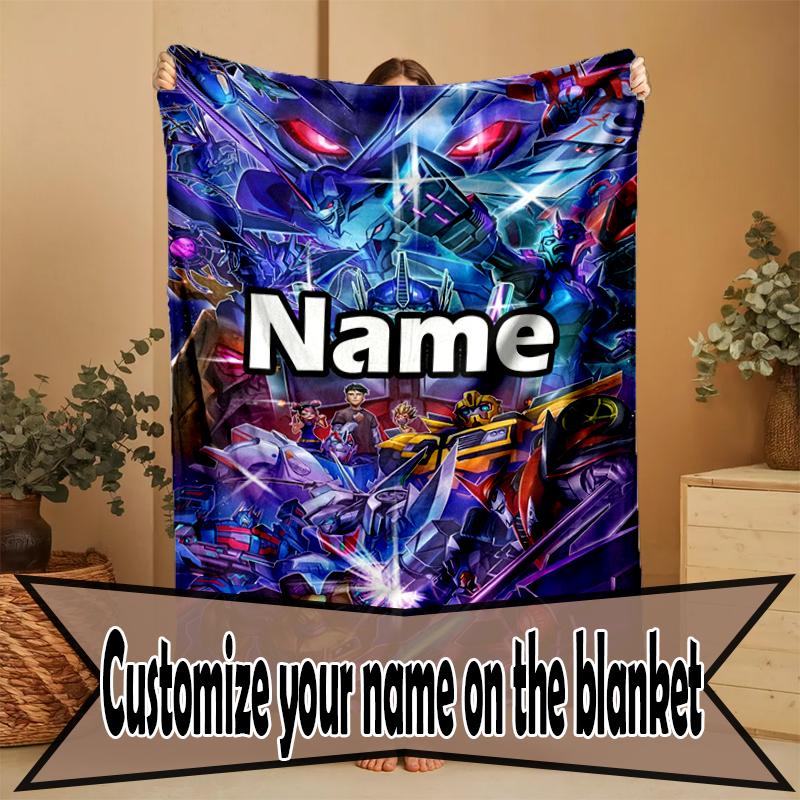 Custom Name Personalized Transformers Print Blanket, Home Decor, Bedroom, Sofa, Camping, Couch, Gifts for Birthday Christmas