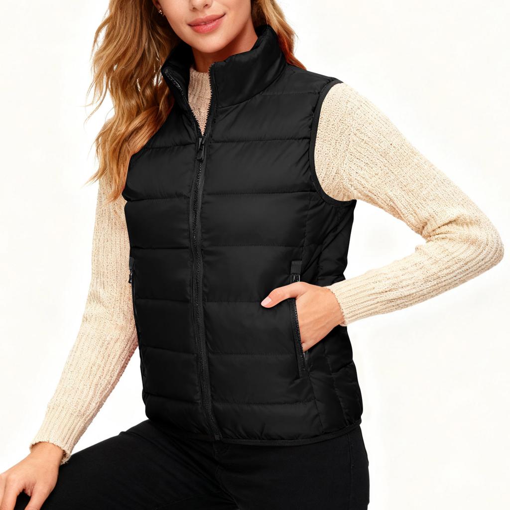 Women's Fashion Light Jacket Stand Collar Multicolor Zipper Button Coat