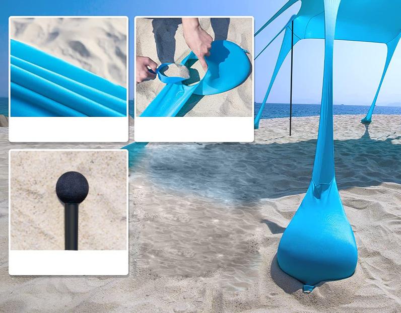 Velký plážový stanový přístřešek sluneční clona 2x2m sada stínění