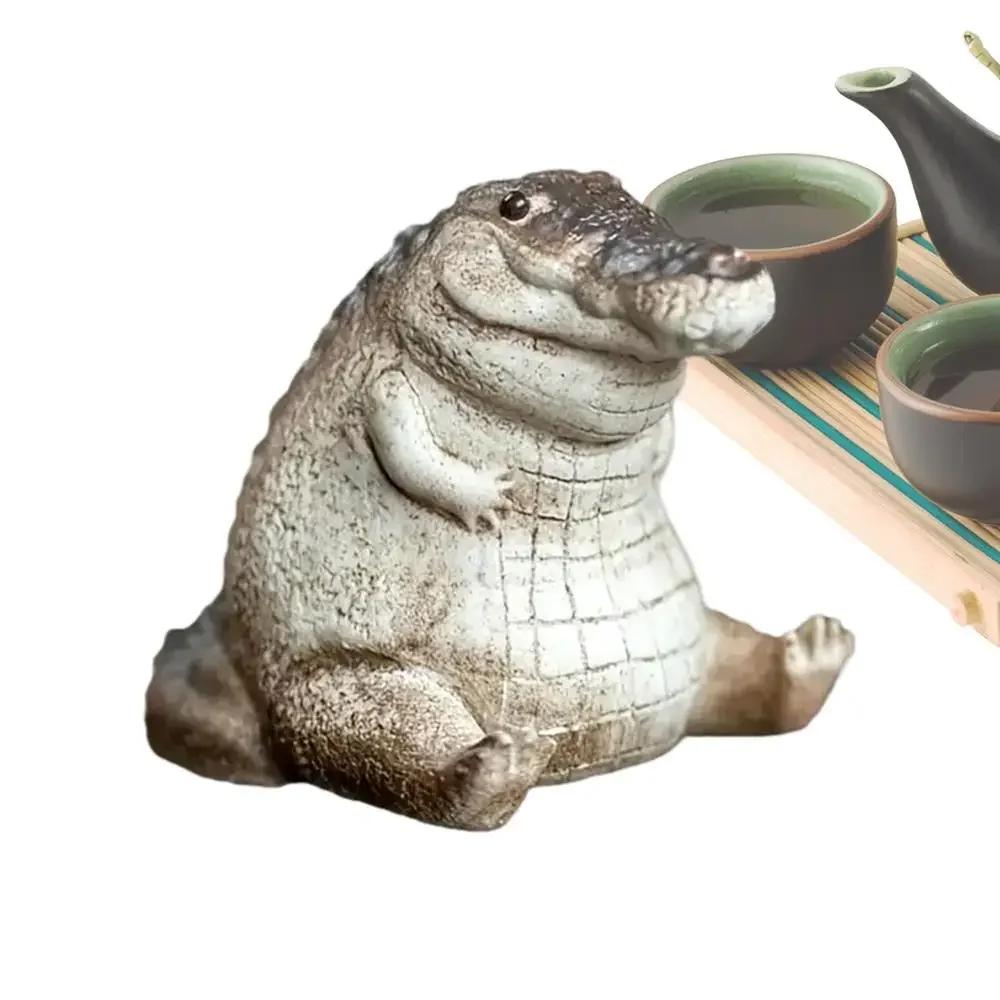 Yixing Purple Clay Tea Pet - Color-Changing Croc Figurine, Zen Tea Table Decor & Cultural Gift, Handmade Creative Ceramic Craft