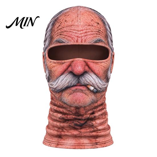 Funny Gift for Ski Enthusiasts Old Man Mask, Realistic 3D Animal Face Balaclava, Winter Full Balaclava Skiing Cover with Neck Coverage, Thermal Fleece C black