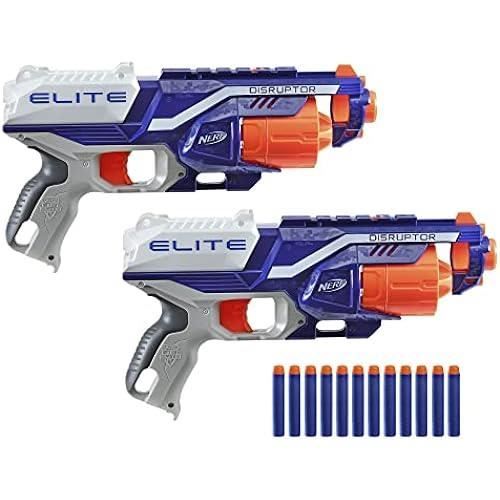 Pack de 2 Blasters Disruptor - NERF - Elite - Barillet Rotatif 6 fléchettes - 12 fléchettes incluses - Mixte