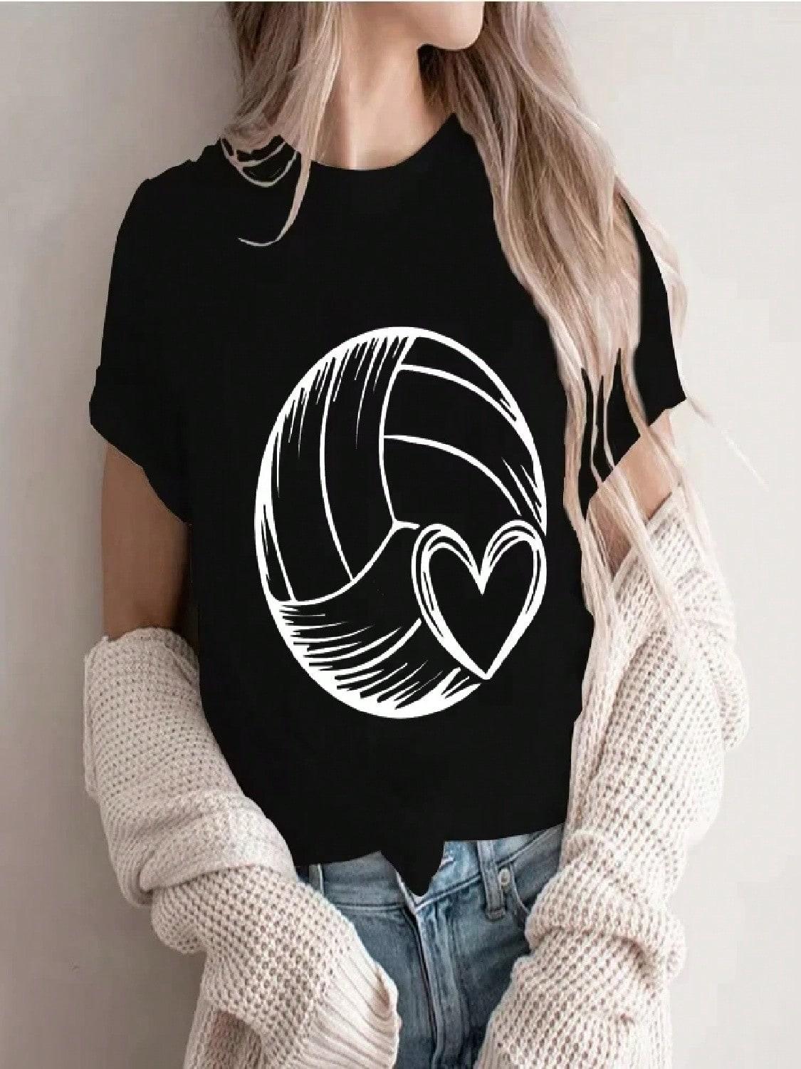Volleyball Heart Shirt For Clothing Short Sleeve s T-Shirts Volleyball Team Tshirt Volleyball Lover Game Day Shirt S
