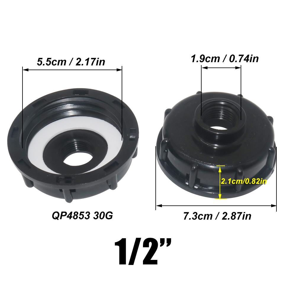 2Pcs S60x6 IBC Tote Tank Fitting Hose Drain Adapter 1/2inch 3/4inch 1inch Thread IBC Tank A Dapter Tap Connector Replacement