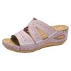 Flip-flops with Wedge Heels Fish-mouth Thick-soled Large-sized Shoes and Embroidered Flip-flops