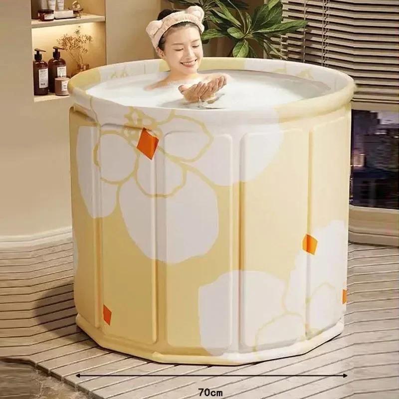 Foldable Bathtub Portable and Durable Adult Bathtub Long-lasting Temperature Control Lock Type Bath Tub Non Installed Bathtub