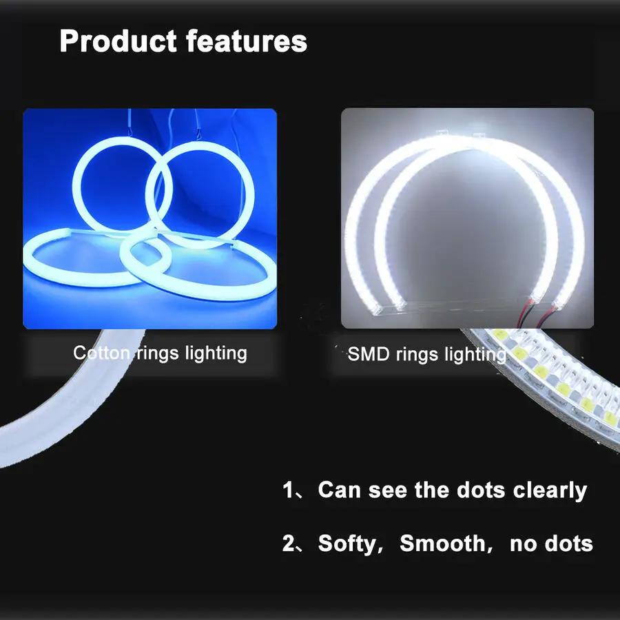 4Pcs RGBW Angel eyes Kit Halo Rings Cotton Light For BMW E90 Dynamic Daytime Running Lamps Bluetooth App Control Car Accessories