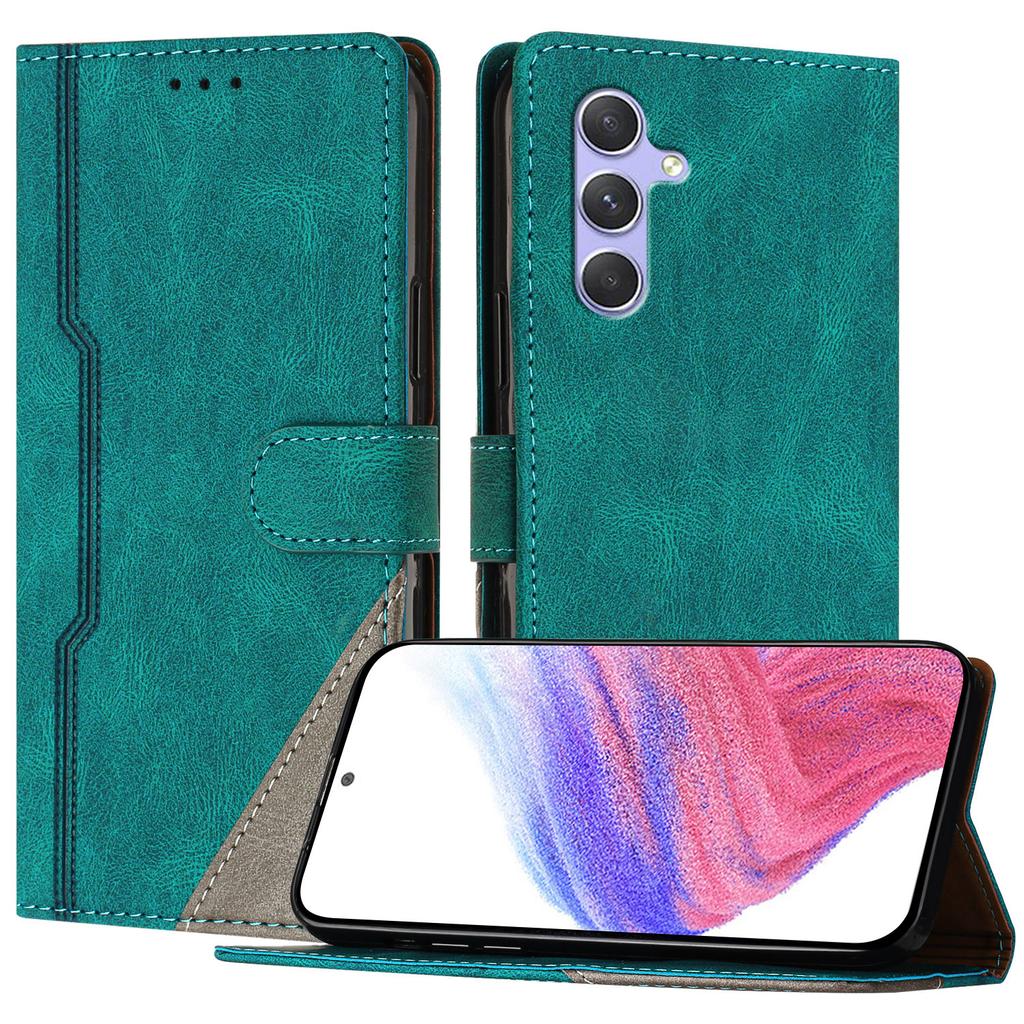 For Samsung Galaxy A54 5G Leather Case Triangle Patchwork Wallet Stand Shockproof Phone Cover