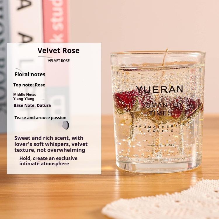 Real Flower Jelly Scented Candle Floral Candle Glass Bedroom Fragrance Ornament Gift