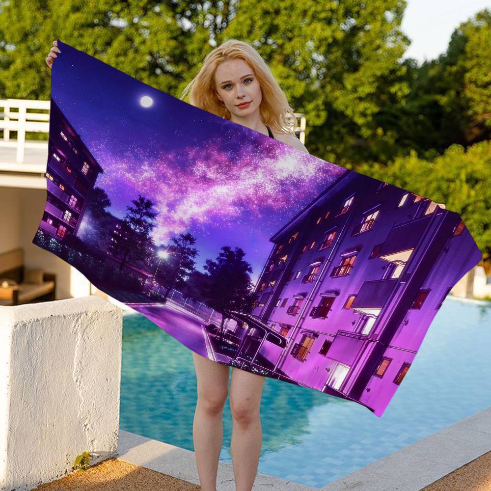 Japanese Call of the-Night Bath Towel Microfiber Soft Water Absorbing Breathable For Girl Kids Decorative Cartoon Beach Towel