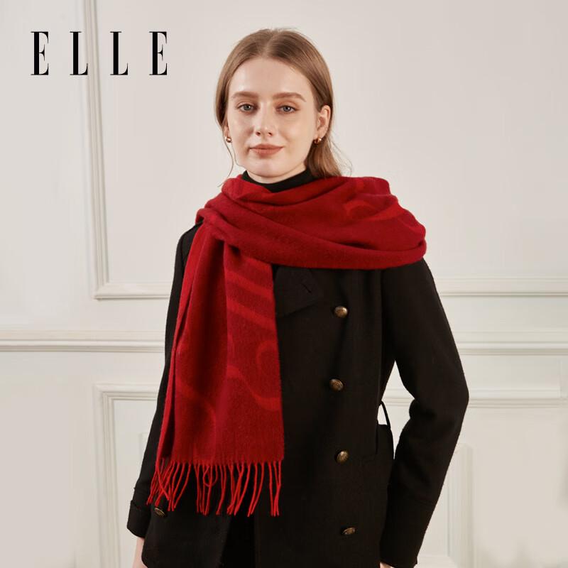 ELLE Women's 100% Lambswool Jacquard Scarf