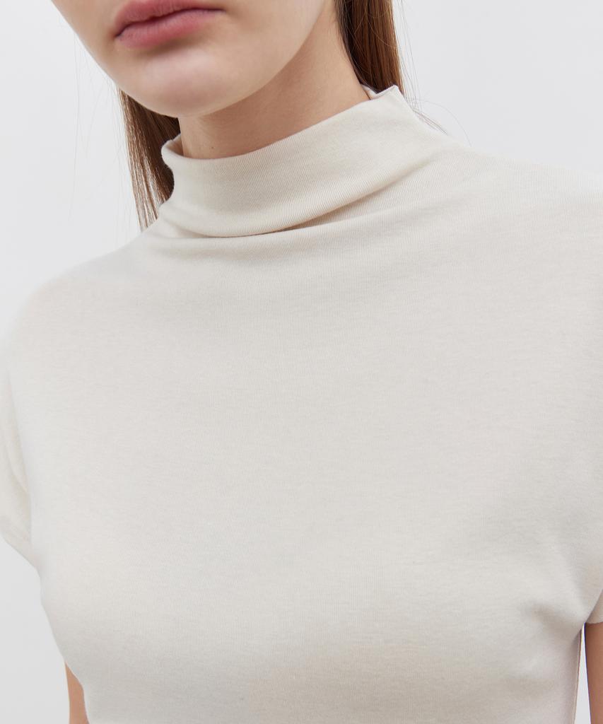 NOTIA Turtle Neck Half Sleeve T-Shirts - Light Beige