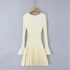 Autumn French Retro Hepburn Style Pleated Knit Dress