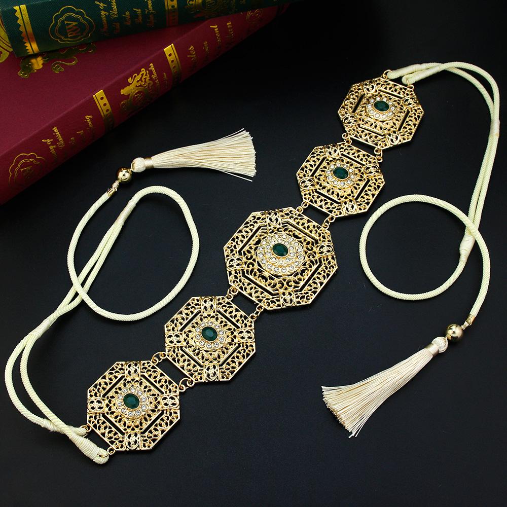 Eleganter Seilgürtel für Damen, quadratisch, hohl, Taillenkettengürtel, Braut, Hochzeit, Schmuck, Handquasten, Seilkette