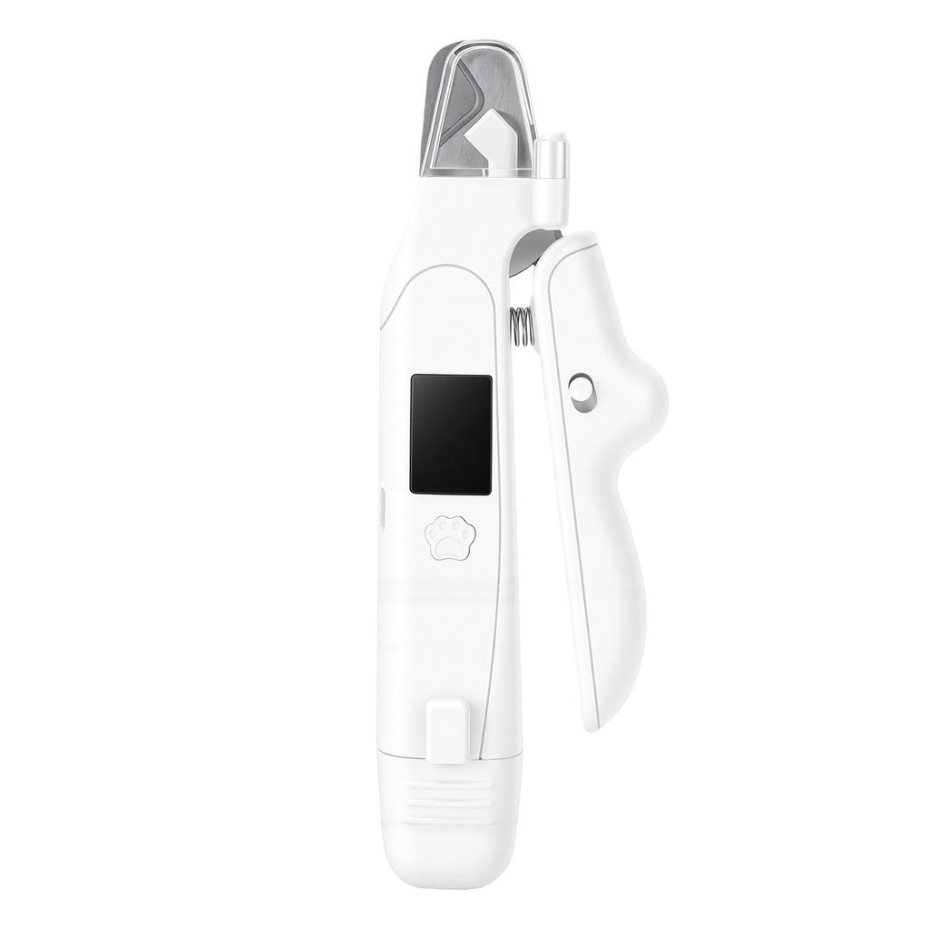 Cortador de Unhas para Pet 2 em 1 com LED Baixo Ruído Elétrico Aparador Moedor para Gatos Cães com Trava de Segurança Coleta de Unhas