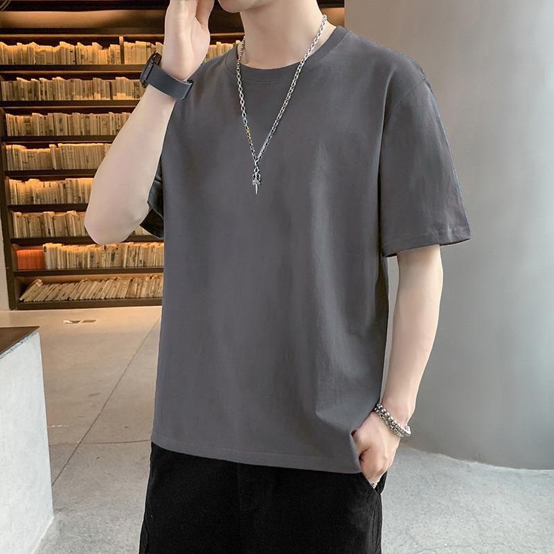 Maglietta da Uomo alla Moda a Maniche Corte Girocollo Casual Monocolore - Stile Unisex