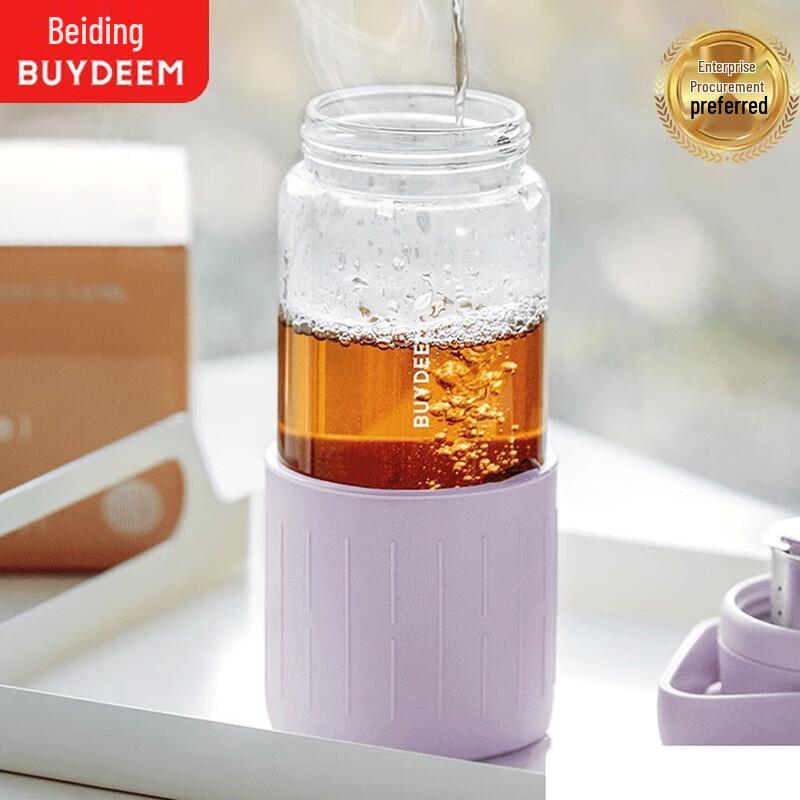 Buydeem Portable Glass Tea Infuser Bottle with Silicone Sleeve
