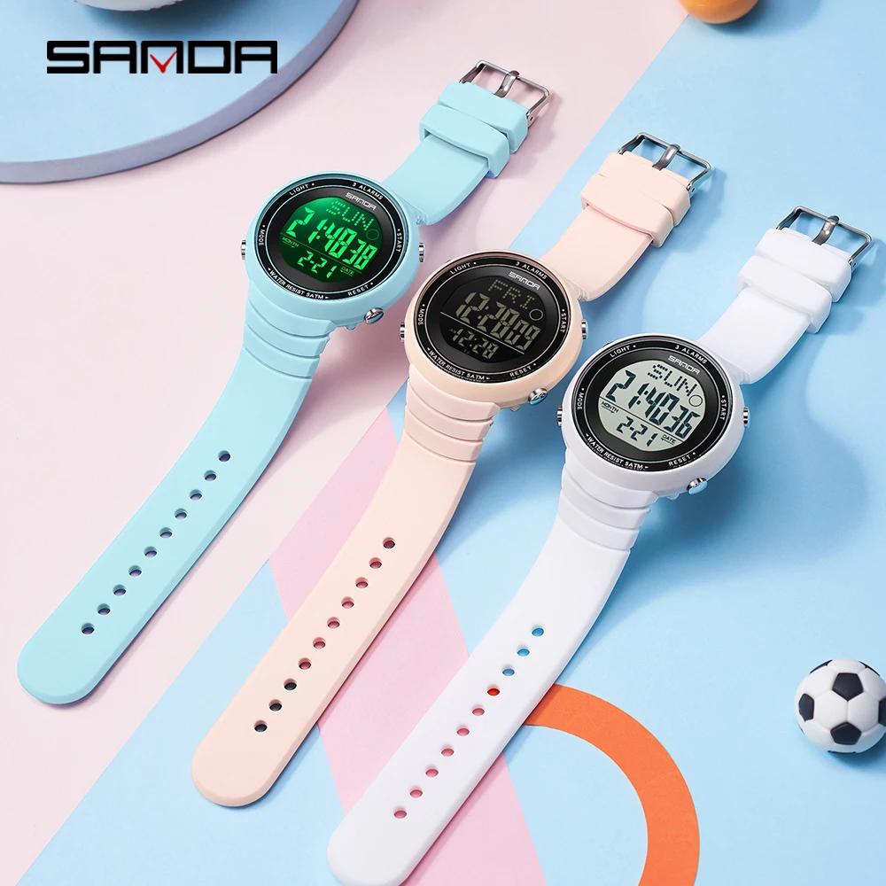 SANDA New 9073 Fashion Student Electronic Watch with Large Dial Waterproof LED Student Digital Electronic Watch