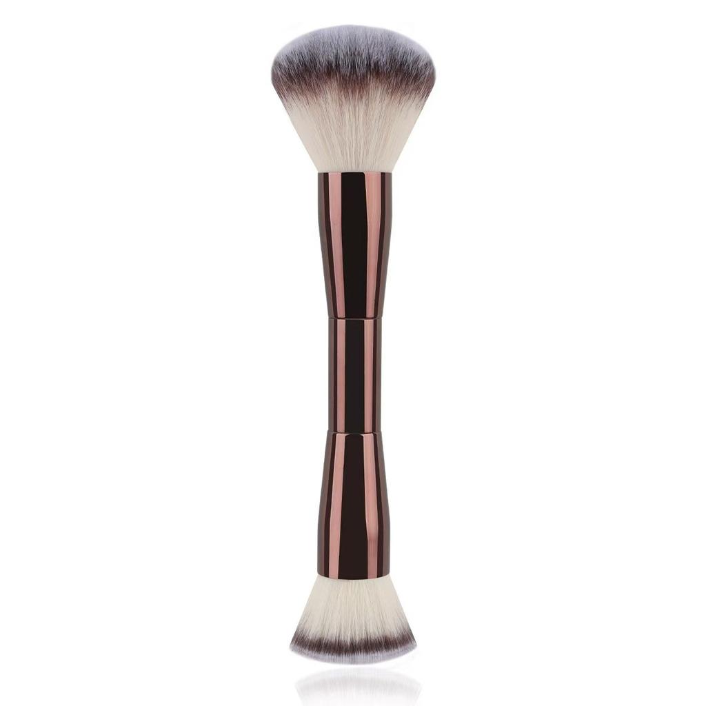 1Pc Dual-Ended Foundation & Blush Brush Soft Bristle, For All Skin Types Perfect For Flawless Application Of Liquid, Cream, And Powder Makeup Brush