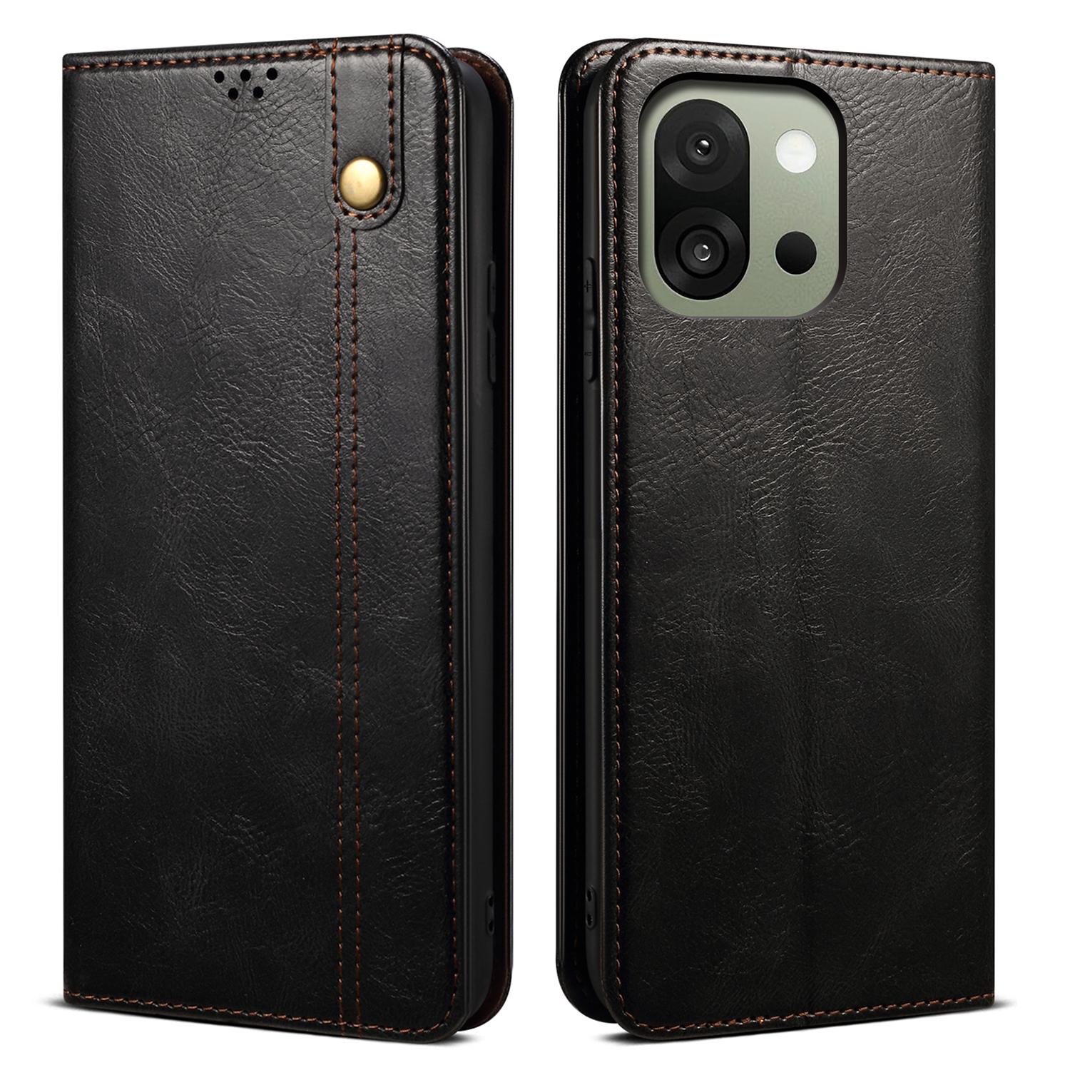 

For OnePlus 13s 5G Case Crazy Horse Texture Waxy Leather Wallet Stand Phone Cover D