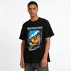 Vintage Deer Leaping Through Rural Door Graphic Casual Tee Pure cotton T-shirt