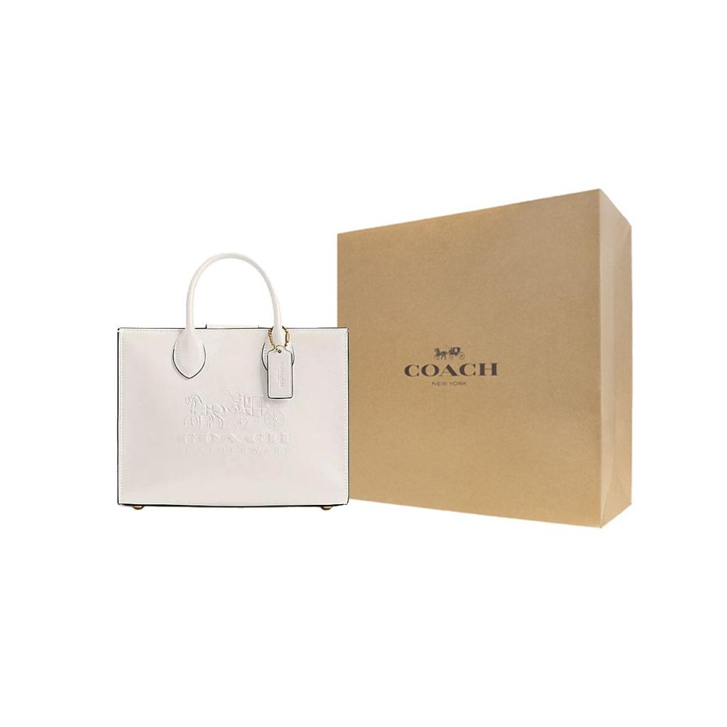 Coach Ace 26 Magnetic Closure Detachable Shoulder Strap Leather Shoulder Crossbody Handbag Medium Women Handbags White CR681-B4HA