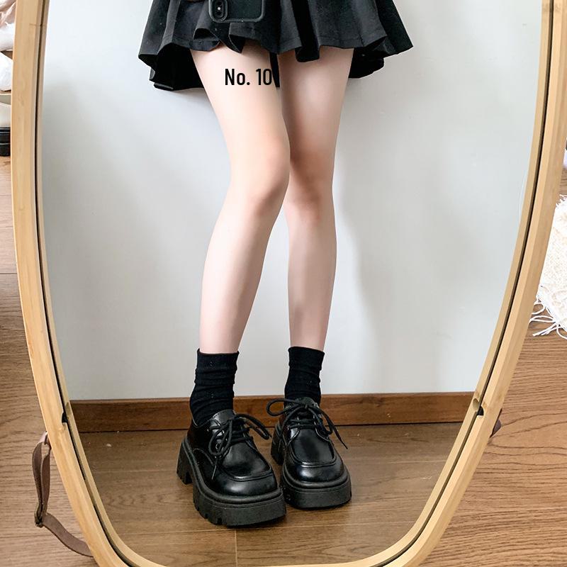 Women's Thick-Soled British-Style Leather Loafers: Spring/Autumn, Round-Toe, Lace-Up, JK Japanese-Inspired, Versatile Chunky Heel