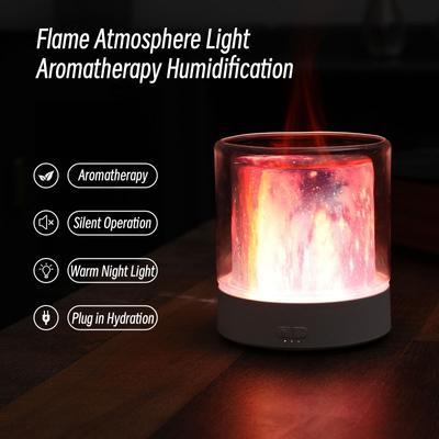 USB-Aroma-Diffusor für ätherische Öle mit Flammen-Nachtlicht für Zuhause, Raumduft, stiller Ultraschall-Aromatherapie-Luftbefeuchter
