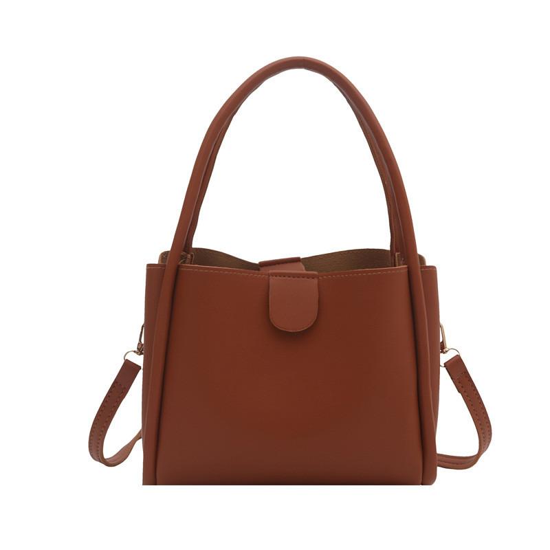 

Pu Water Bucket Bag For Women With Large Capacity And Zipper Closure For Daily Use коричневый