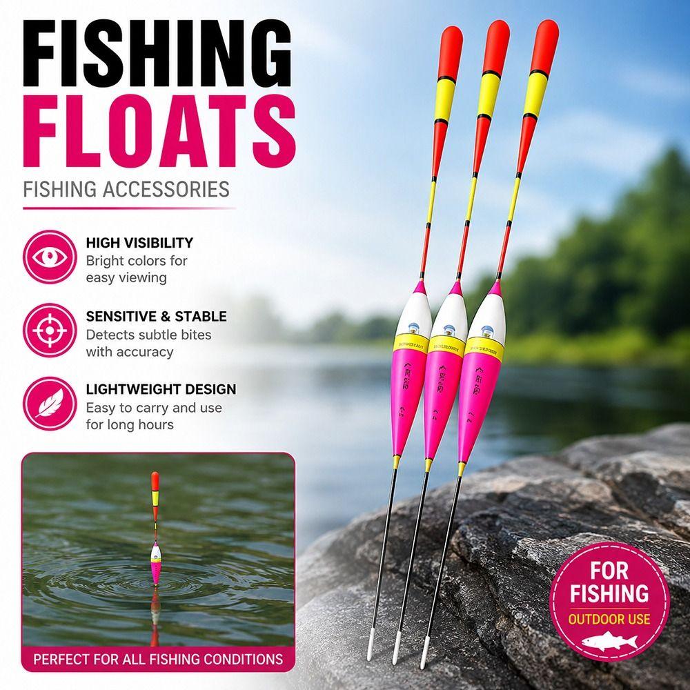 3pcs Mix Color Fishing Floats Set Mix Size Fishing Light Stick Buoy Bobber Floats  Outdoor Use