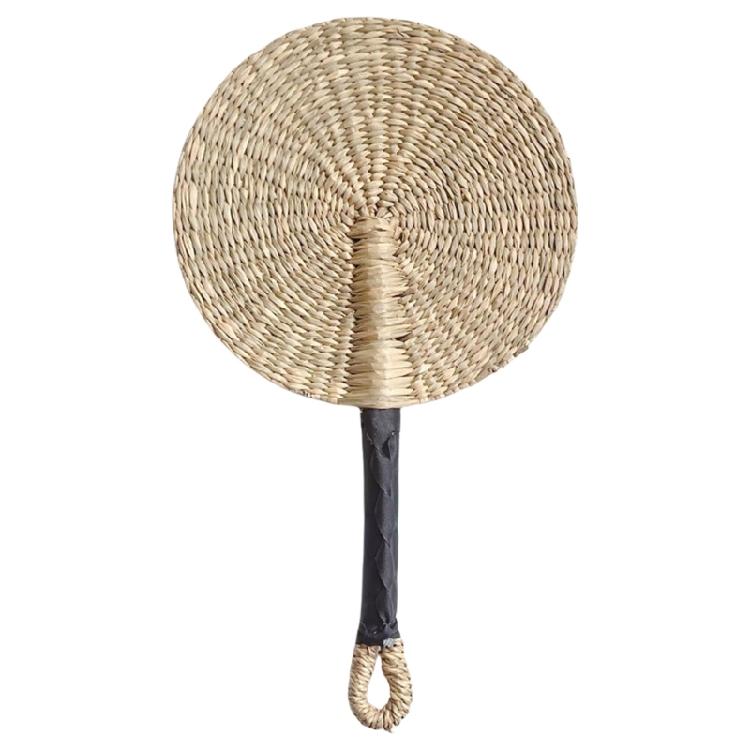 Large Summer Handheld Fan Seagrasses Handmade Woven Fan Natural Decorative for Home Wall Decoration