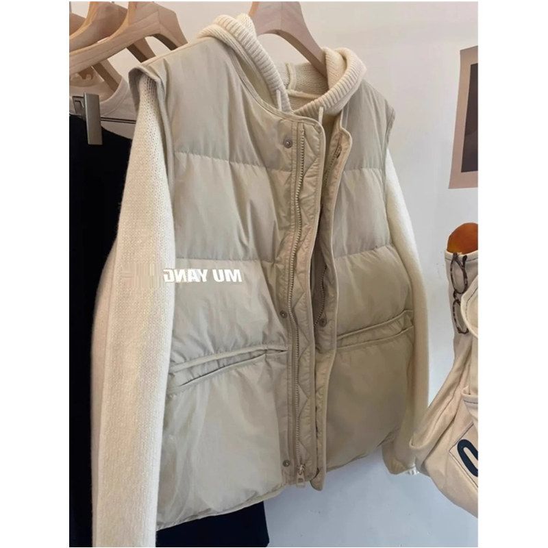Ladies Korean Simple Vest Coat Women's Autumn and Winter 1.00 Kg-150.00 kg Plus Size Easiest for Match Loose and Warm Sleeveless Cotton-Padded Jacket
