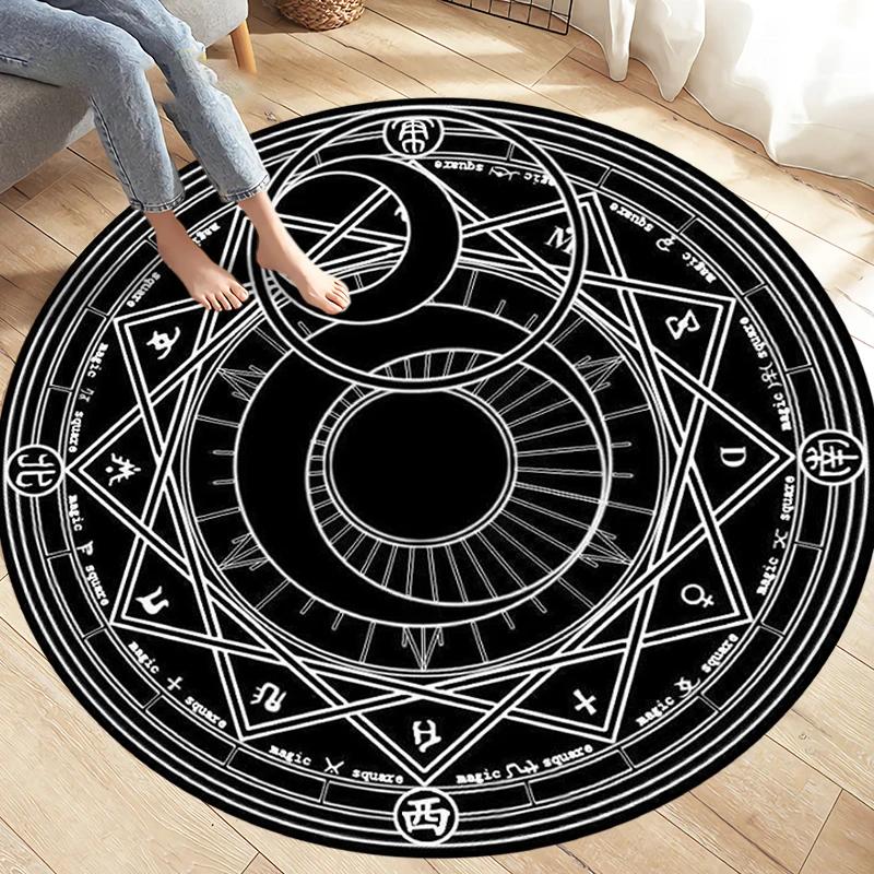 Fashion Magic Cartoon Puerto Round Rug Children's Room Magic Play Non-slip Washable Carpet for Children's Birthday Gift Carpet