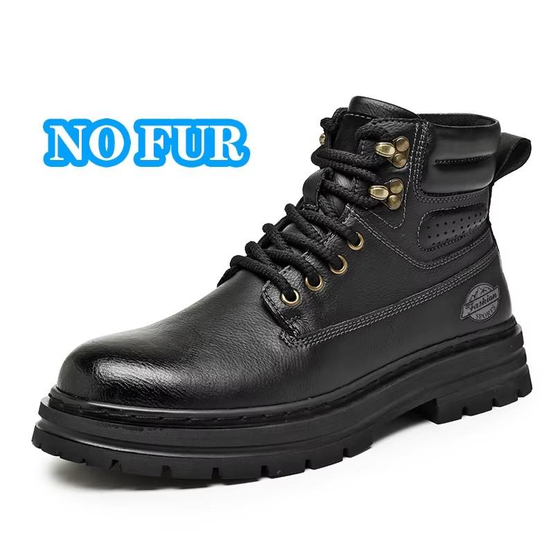 Fashion Genuine Leather Man Walking Boots Men's Shoes All-match Thick Bottom Warm Winter Basic Boots New Outdoor Mens Motocross Boots
