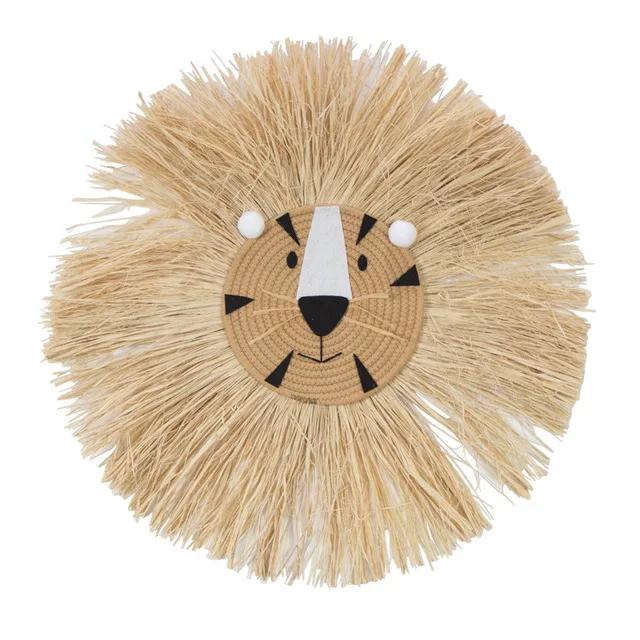 Cute Cartoon Animal Wall Decor Hand Woven Animal Ornaments Wall Hang Boys Girls New Years Christmas Room Toy Gifts Supplies