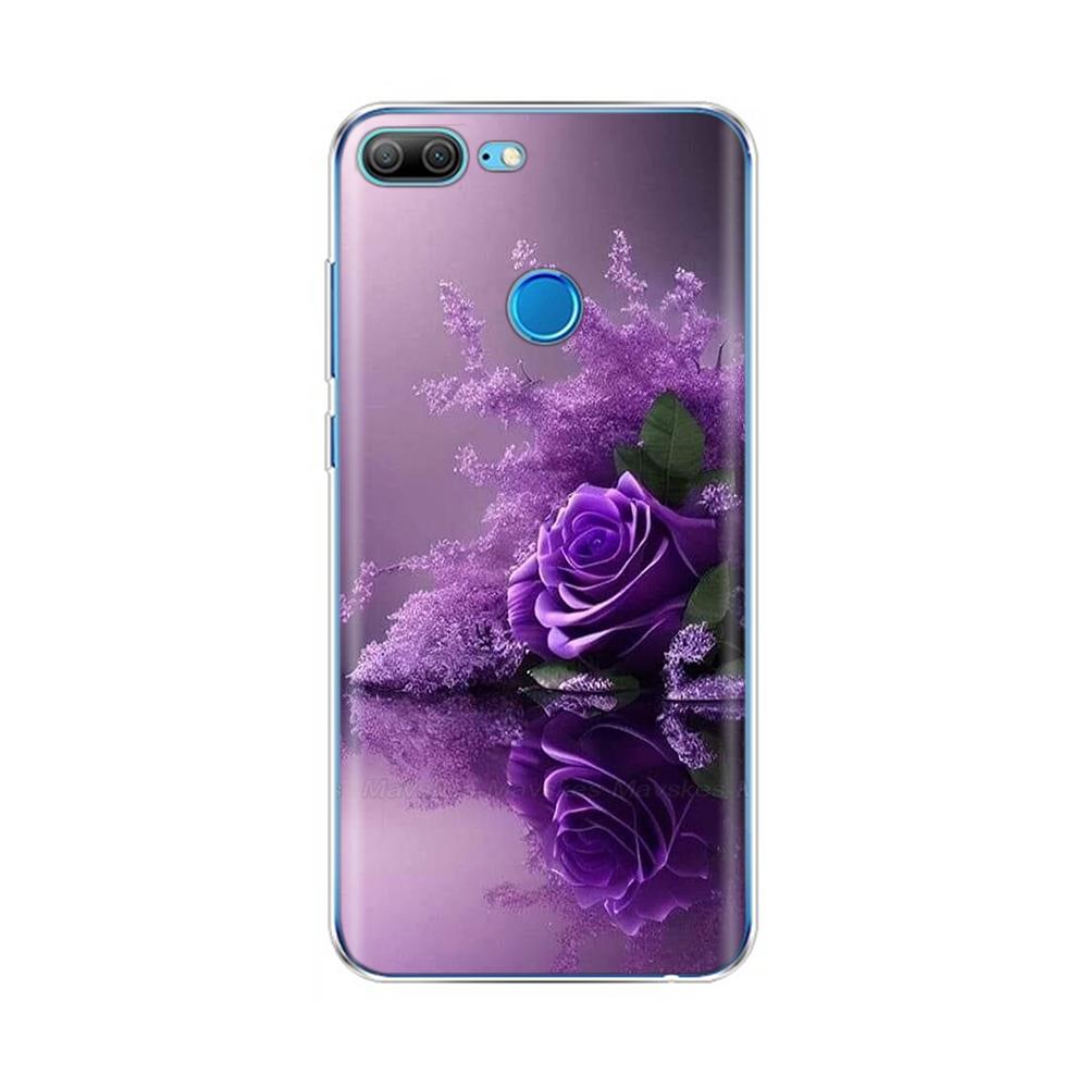 Phone Case For Honor 9 Lite Back Cover for Huawei Honor 9 Lite Cases Transparent Silicon TPU Protective Cats Flower Print Covers