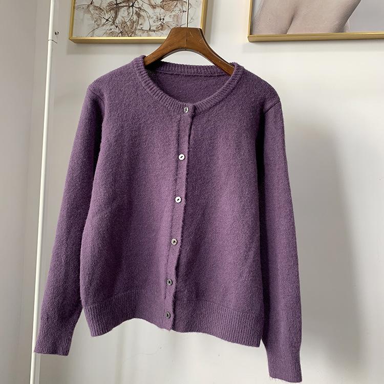Seasonal Women's Clothing Korean Retro Fashion Base Shirt Loose Casual Short Sweater Knitted Jacket