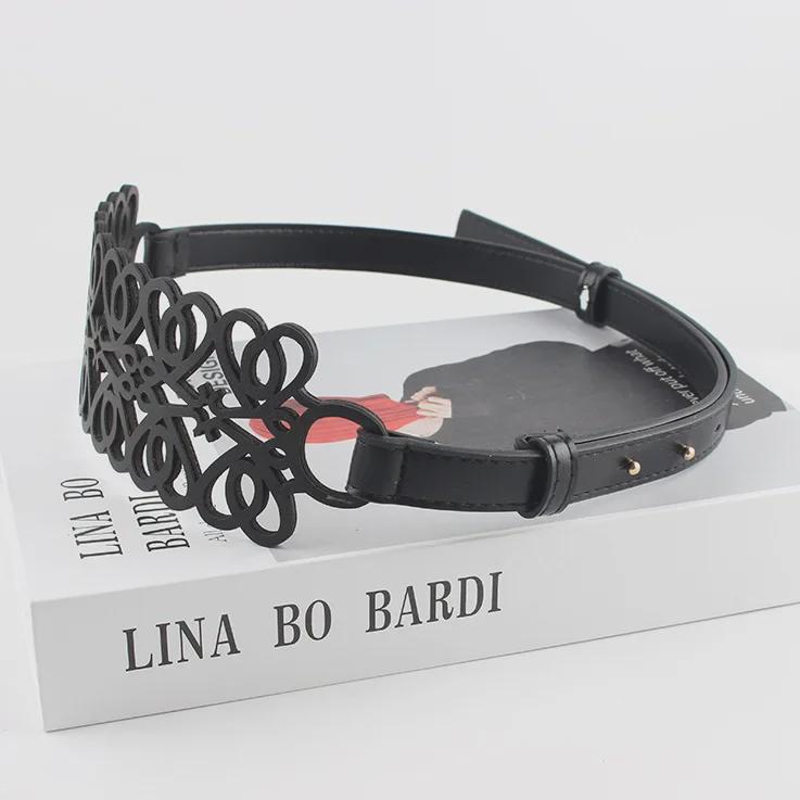 Ceinture fine noire ajustable pour femme avec ceinture et robe