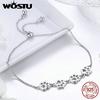 WOSTU Fashion 925 Silver Paw Trail Dog Animal Chain & Link Bracelets For Women Cute Jewelry Lucky Best Gift CQB096