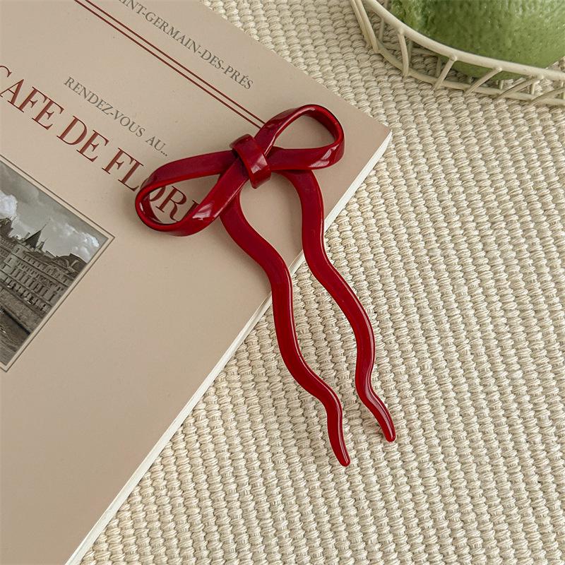 2024 Женская балетная заколка для волос с бантом - Милая U-образная шпилька для пучка