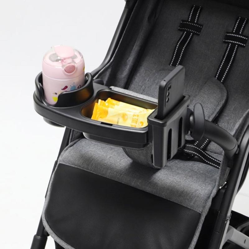 Baby Strollers Snacks Tray with Cup Holder, Food Tray with Lid Multifunctional Organiser Removable Phone Storage Slot