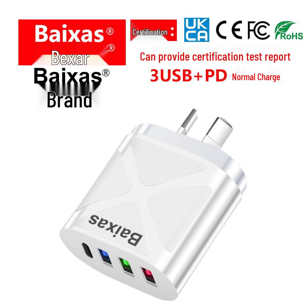 Universal Travel Charger: EU 3-USB + Type-C, US/UK Standard, 5V 2.4A