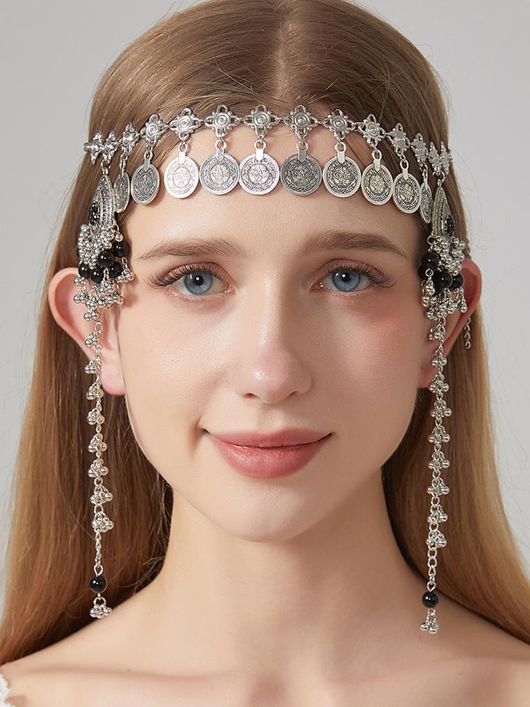 Retro Tassel Coin Forehead Headband Boho Hair Accessory for Women Unique Personality