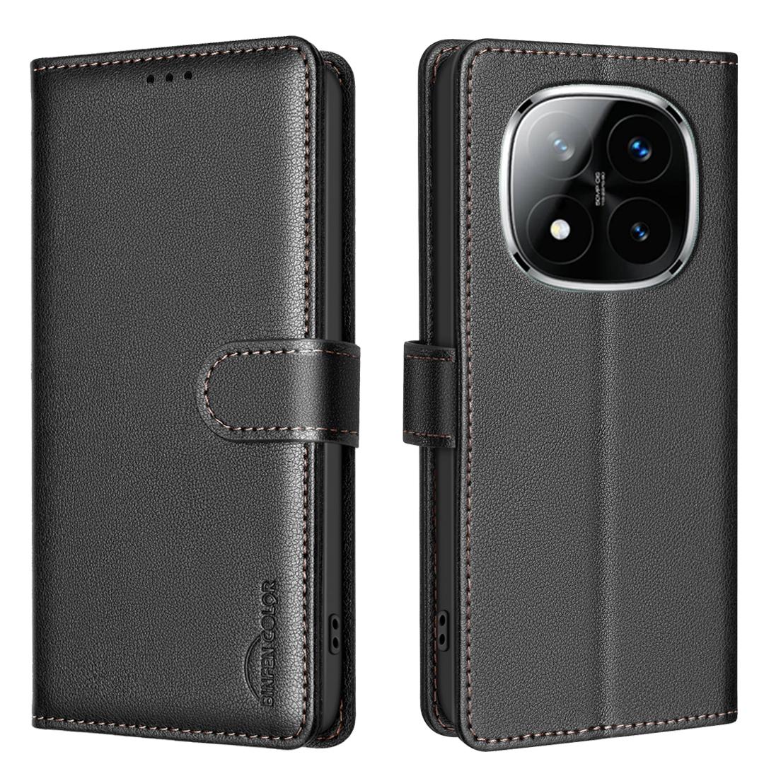 

BINFEN COLOR BF32 For Xiaomi Redmi Note 14 Pro+ 5G/Note 14 Pro 5G/Poco X7 5G Leather Case Wallet RFID Blocking Phone Cover Black