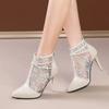 fashion Sharp toe mesh boots, high heels, women's summer 2024 fashion new mesh cool boots, fashionable and luxurious slim heel sandals