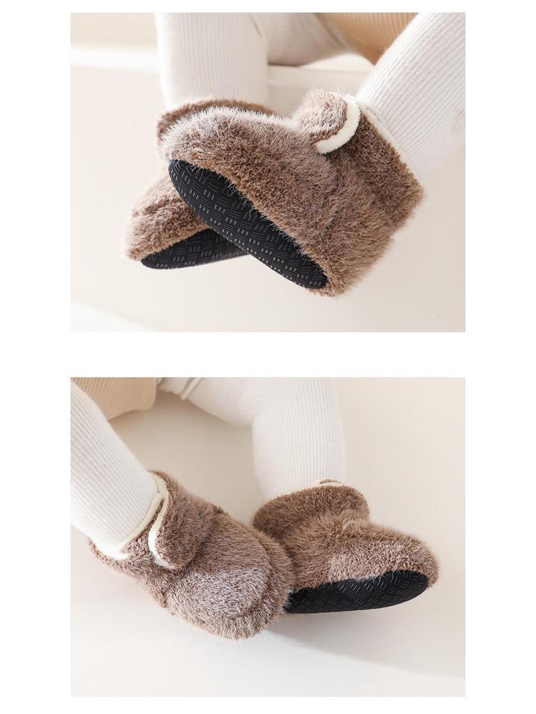 Scarpine e Calzini Caldi per Bambini - Suole Spesse Morbide, Antiscivolo, Colori Solidi, Perfetti per i Primi Passi in Autunno/Inverno